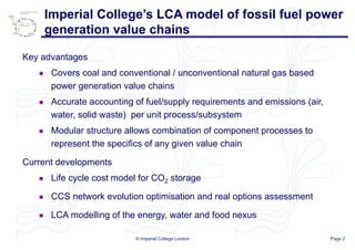 Modular Value Assessment Model Life Cycle Assessment of alternative fossil fuel based power generation ...