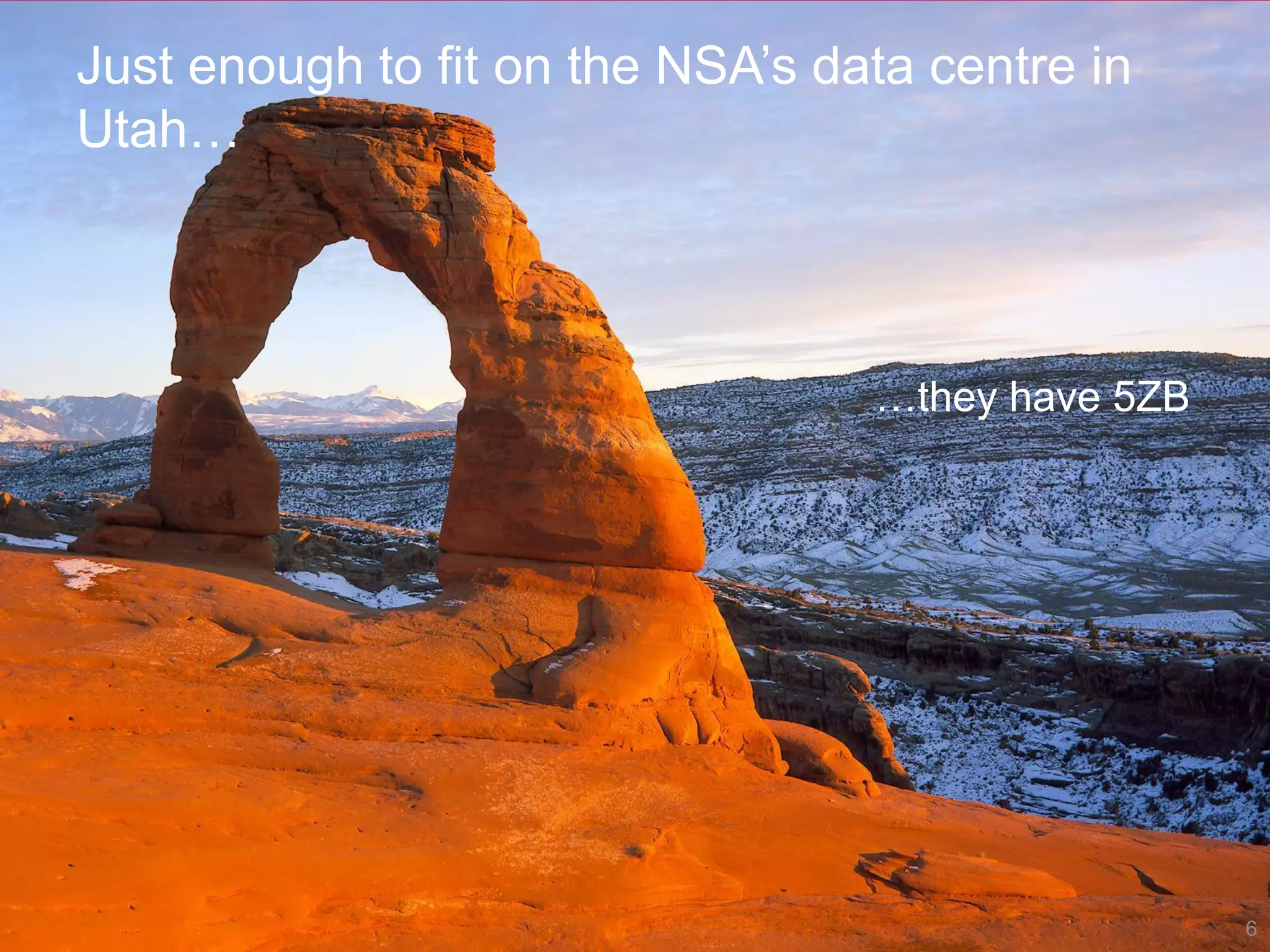 © Annalect Datascience 2014 | confidential
Just enough to fit on the NSA’s data centre in
Utah…
6
…they have 5ZB
 