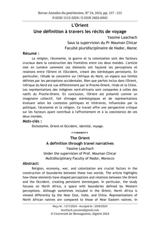 مجلة حوليات التراث مستغانم، العدد 24، 2024