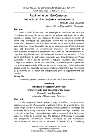 مجلة حوليات التراث مستغانم، العدد 24، 2024