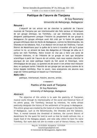 مجلة حوليات التراث مستغانم، العدد 24، 2024