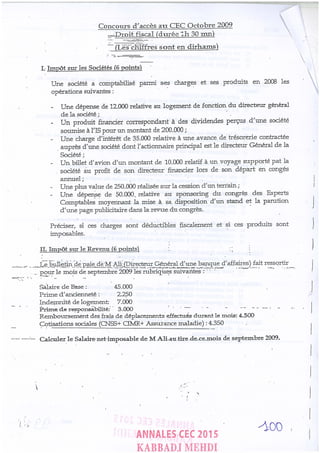 Annales CYCLE EXPERTISE COMPTABLE ISCAE-/ 2004 2015