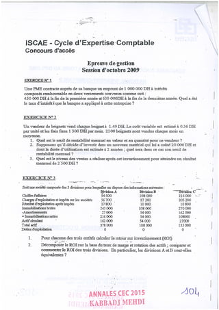 Annales CYCLE EXPERTISE COMPTABLE ISCAE-/ 2004 2015