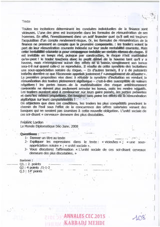 Annales CYCLE EXPERTISE COMPTABLE ISCAE-/ 2004 2015