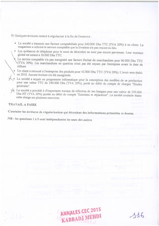 Annales CYCLE EXPERTISE COMPTABLE ISCAE-/ 2004 2015