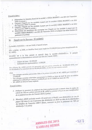 Annales CYCLE EXPERTISE COMPTABLE ISCAE-/ 2004 2015