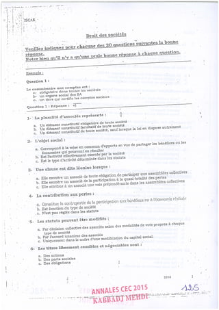 Annales CYCLE EXPERTISE COMPTABLE ISCAE-/ 2004 2015