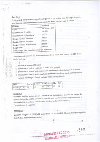 Annales CYCLE EXPERTISE COMPTABLE ISCAE-/ 2004 2015