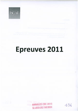 Annales CYCLE EXPERTISE COMPTABLE ISCAE-/ 2004 2015