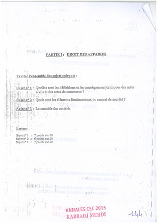 Annales CYCLE EXPERTISE COMPTABLE ISCAE-/ 2004 2015