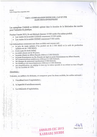 Annales CYCLE EXPERTISE COMPTABLE ISCAE-/ 2004 2015