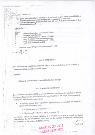 Annales CYCLE EXPERTISE COMPTABLE ISCAE-/ 2004 2015