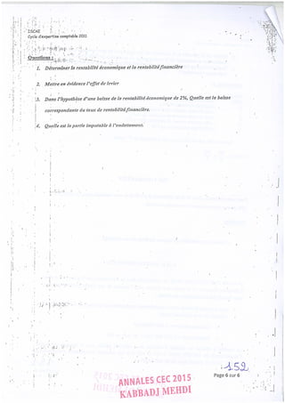 Annales CYCLE EXPERTISE COMPTABLE ISCAE-/ 2004 2015