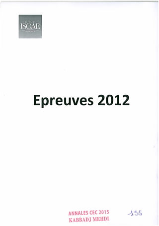 Annales CYCLE EXPERTISE COMPTABLE ISCAE-/ 2004 2015