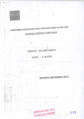 Annales CYCLE EXPERTISE COMPTABLE ISCAE-/ 2004 2015