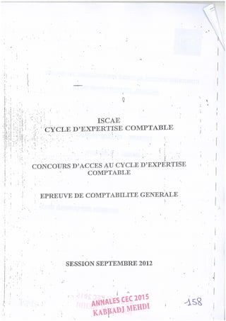 Annales CYCLE EXPERTISE COMPTABLE ISCAE-/ 2004 2015