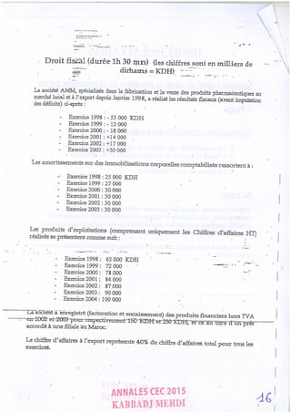 Annales CYCLE EXPERTISE COMPTABLE ISCAE-/ 2004 2015