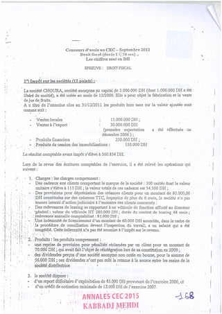 Annales CYCLE EXPERTISE COMPTABLE ISCAE-/ 2004 2015