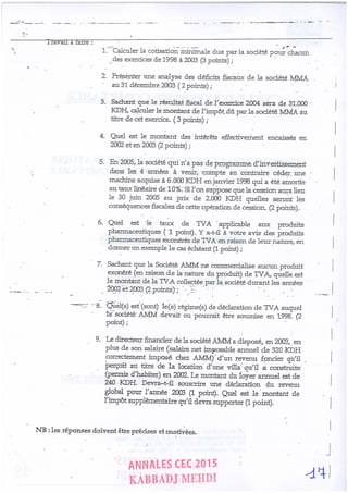 Annales CYCLE EXPERTISE COMPTABLE ISCAE-/ 2004 2015