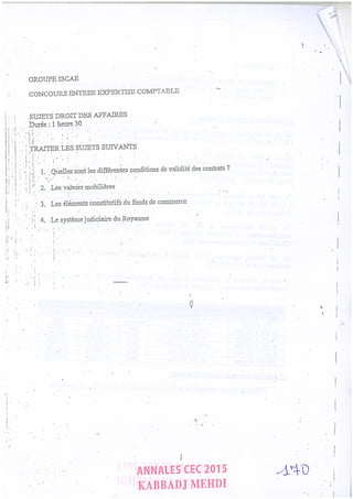 Annales CYCLE EXPERTISE COMPTABLE ISCAE-/ 2004 2015