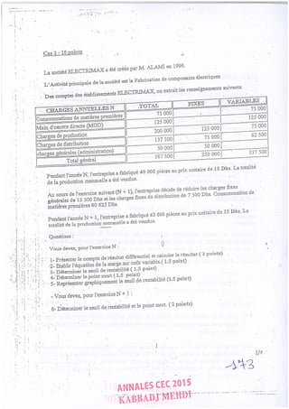 Annales CYCLE EXPERTISE COMPTABLE ISCAE-/ 2004 2015