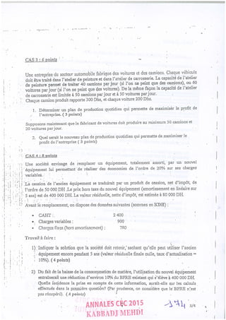 Annales CYCLE EXPERTISE COMPTABLE ISCAE-/ 2004 2015