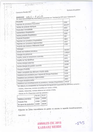 Annales CYCLE EXPERTISE COMPTABLE ISCAE-/ 2004 2015
