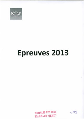 Annales CYCLE EXPERTISE COMPTABLE ISCAE-/ 2004 2015