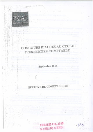 Annales CYCLE EXPERTISE COMPTABLE ISCAE-/ 2004 2015