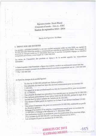 Annales CYCLE EXPERTISE COMPTABLE ISCAE-/ 2004 2015