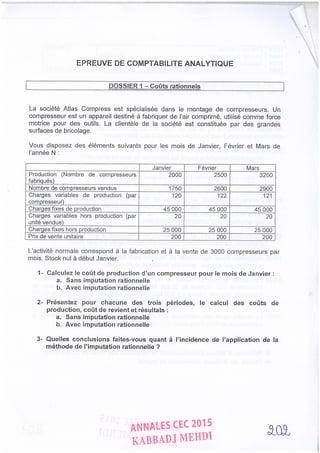 Annales CYCLE EXPERTISE COMPTABLE ISCAE-/ 2004 2015