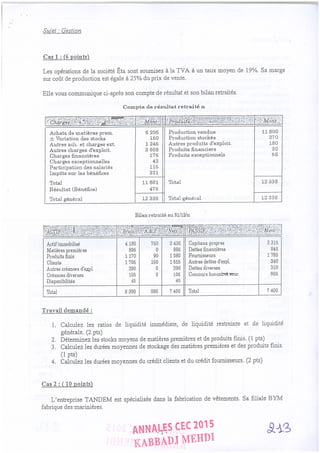 Annales CYCLE EXPERTISE COMPTABLE ISCAE-/ 2004 2015
