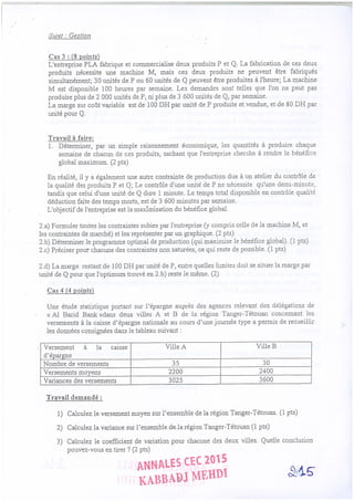 Annales CYCLE EXPERTISE COMPTABLE ISCAE-/ 2004 2015