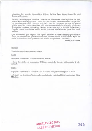 Annales CYCLE EXPERTISE COMPTABLE ISCAE-/ 2004 2015