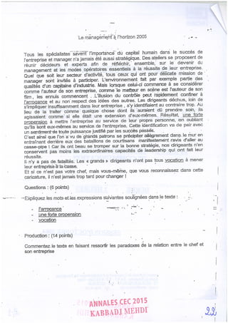 Annales CYCLE EXPERTISE COMPTABLE ISCAE-/ 2004 2015