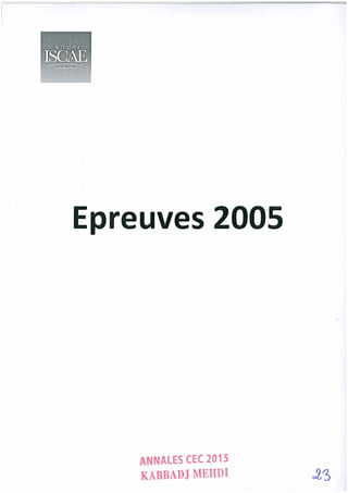 Annales CYCLE EXPERTISE COMPTABLE ISCAE-/ 2004 2015