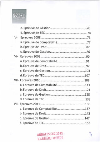 Annales CYCLE EXPERTISE COMPTABLE ISCAE-/ 2004 2015