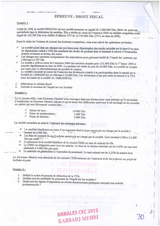 Annales CYCLE EXPERTISE COMPTABLE ISCAE-/ 2004 2015