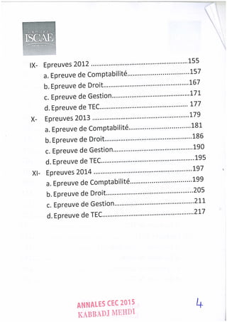 Annales CYCLE EXPERTISE COMPTABLE ISCAE-/ 2004 2015