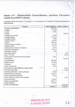 Annales CYCLE EXPERTISE COMPTABLE ISCAE-/ 2004 2015