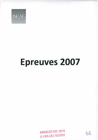 Annales CYCLE EXPERTISE COMPTABLE ISCAE-/ 2004 2015