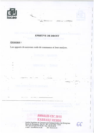 Annales CYCLE EXPERTISE COMPTABLE ISCAE-/ 2004 2015
