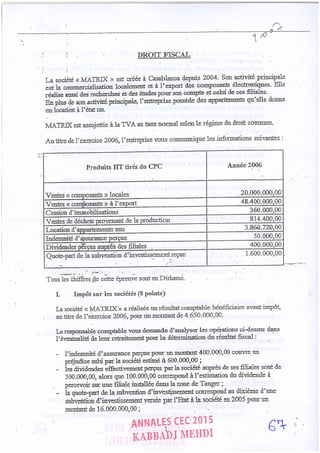 Annales CYCLE EXPERTISE COMPTABLE ISCAE-/ 2004 2015