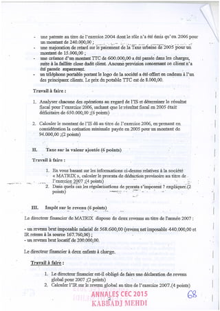 Annales CYCLE EXPERTISE COMPTABLE ISCAE-/ 2004 2015