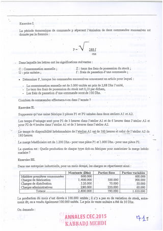 Annales CYCLE EXPERTISE COMPTABLE ISCAE-/ 2004 2015