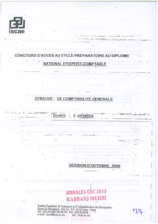 Annales CYCLE EXPERTISE COMPTABLE ISCAE-/ 2004 2015