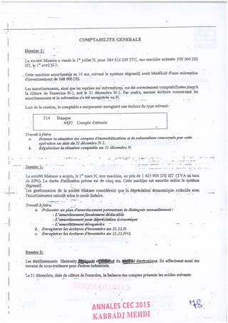 Annales CYCLE EXPERTISE COMPTABLE ISCAE-/ 2004 2015