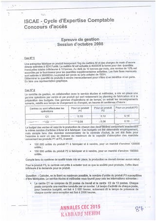 Annales CYCLE EXPERTISE COMPTABLE ISCAE-/ 2004 2015