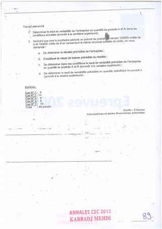 Annales CYCLE EXPERTISE COMPTABLE ISCAE-/ 2004 2015