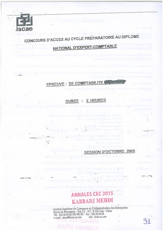 Annales CYCLE EXPERTISE COMPTABLE ISCAE-/ 2004 2015